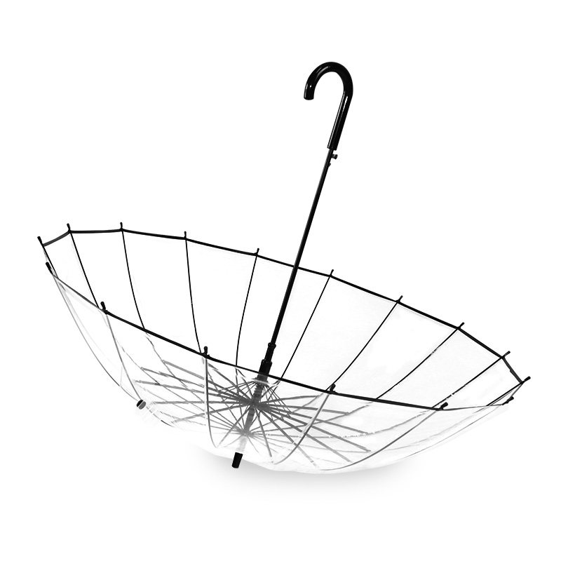 16骨透明雨伞日系文艺小清新直长柄伞创意自动男女情侣伞加厚环保