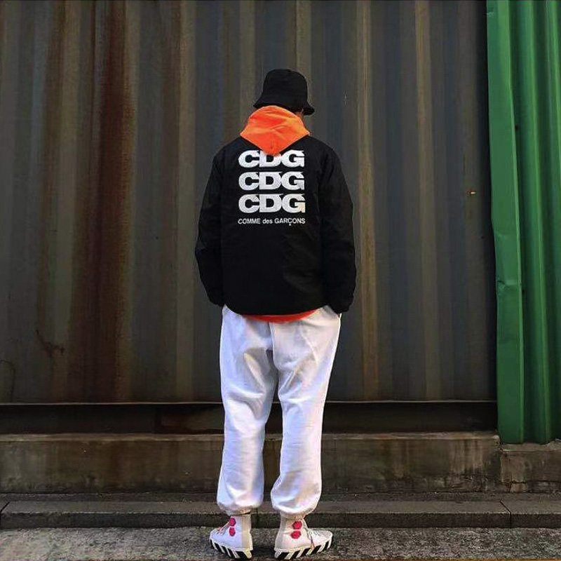 夹克cdg外套教练短款加厚加绒印花三排后背夹克