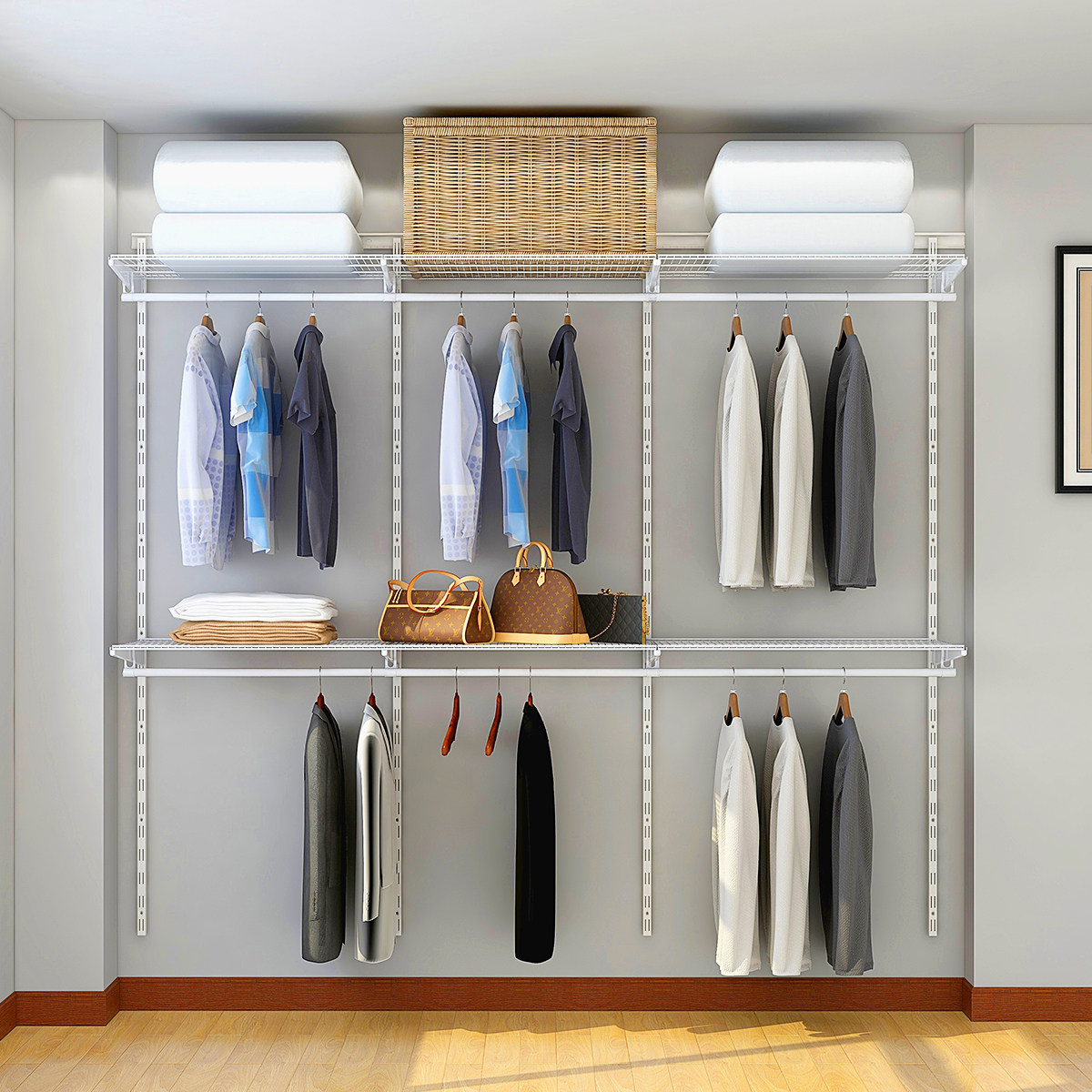 5m宽衣帽间美达斯定制小户型储物间开放式衣柜零甲醛金属衣帽间