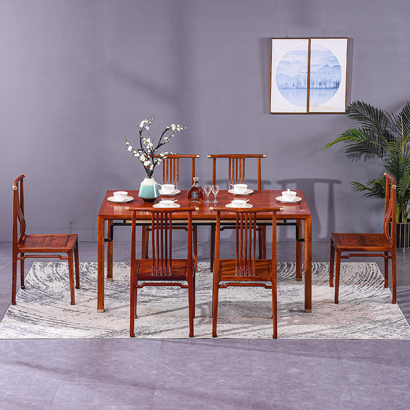 红木实木新中式饭桌中式桌子缅甸户型小户家用实木餐桌