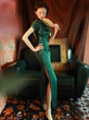 Improved Cheongsam Green Slim High Open Fork Long Female Retro Chinese Wind Old Shanghai Daily Life Dress Dress Improved Cheongsam Green Slim High Open Fork Long Female Retro Chinese Wind Old Shanghai Daily Life Dress Dress