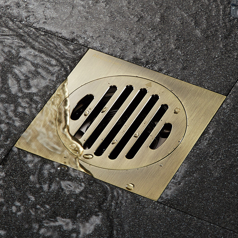 防臭万康卫生间地漏方形全铜下水道洗衣机下水管防反地漏