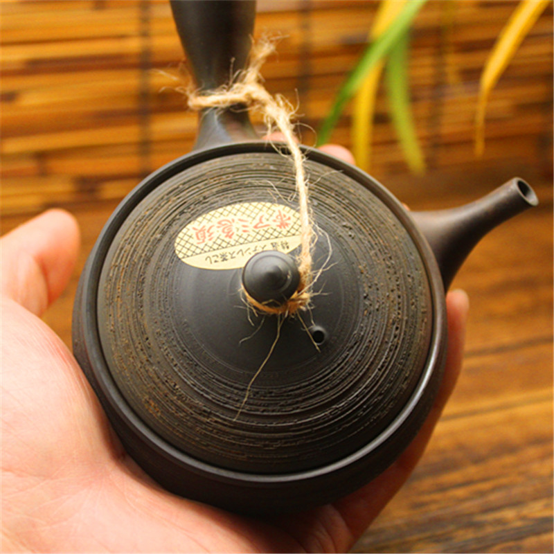 日本常滑烧急须玉光陶壶泥火变松拉线手工拉胚茶壶