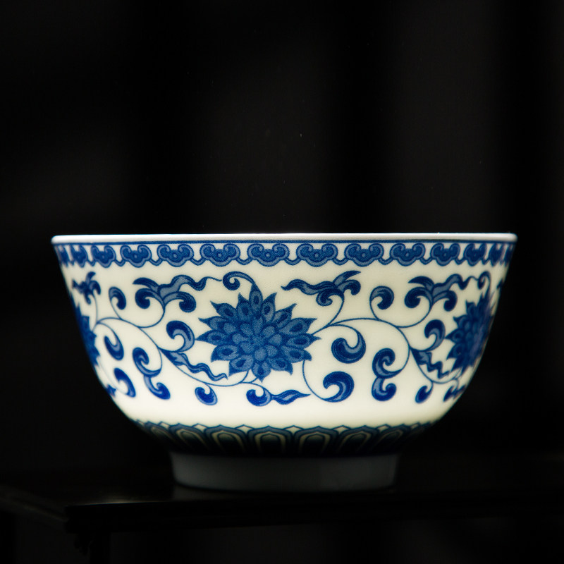 饭碗6个吃饭景德镇高档青花青花瓷瓷碗陶瓷中式碗