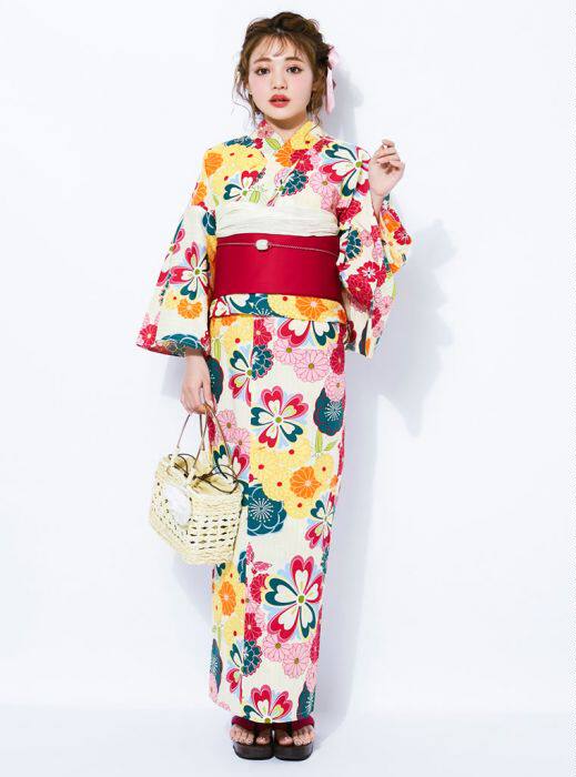 包ems拼邮 grl日本代购 甜美彩色大花蝴蝶结日系女和服浴衣gi1106