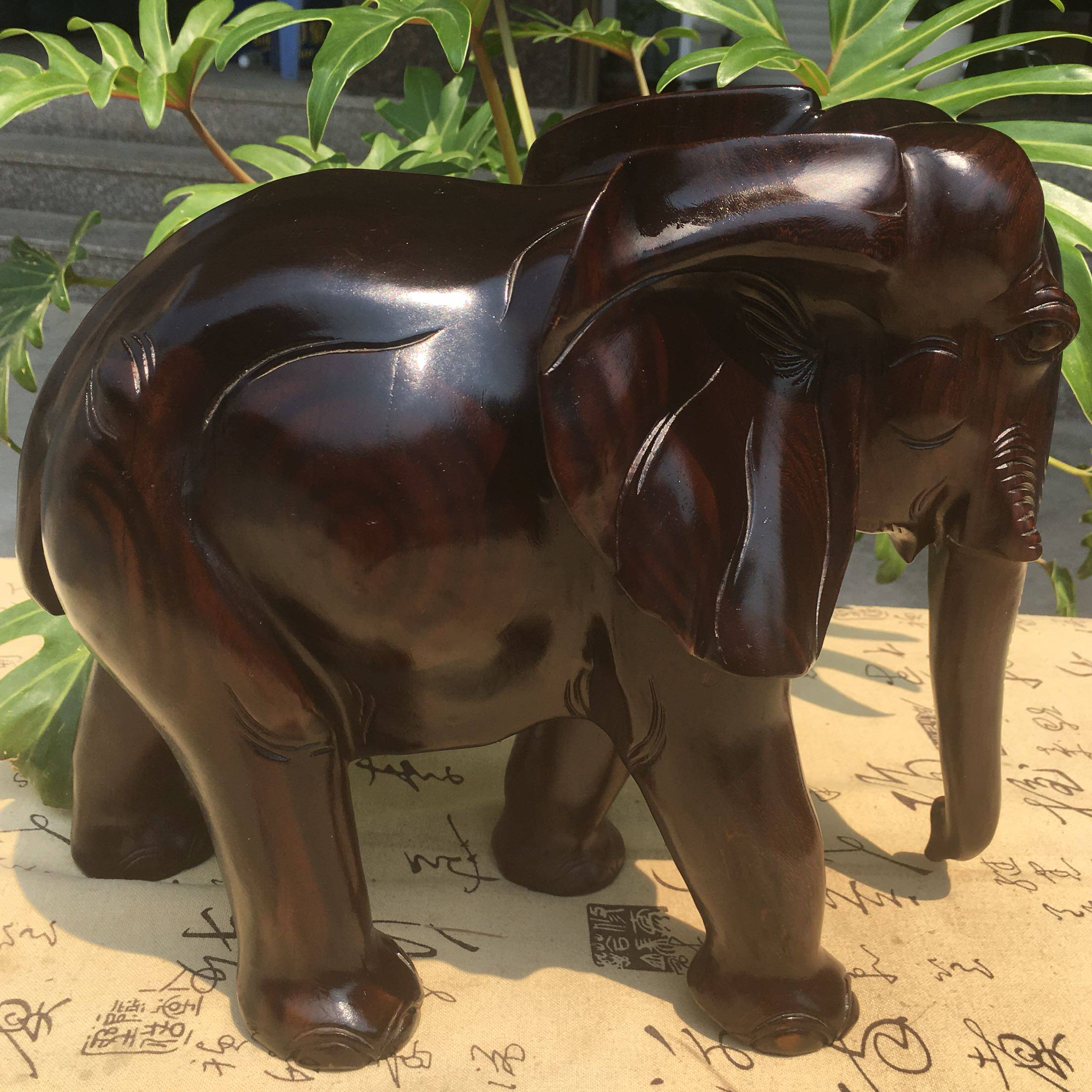 大象摆件木雕酸枝实木木头招财小象客厅玄关创意礼盒