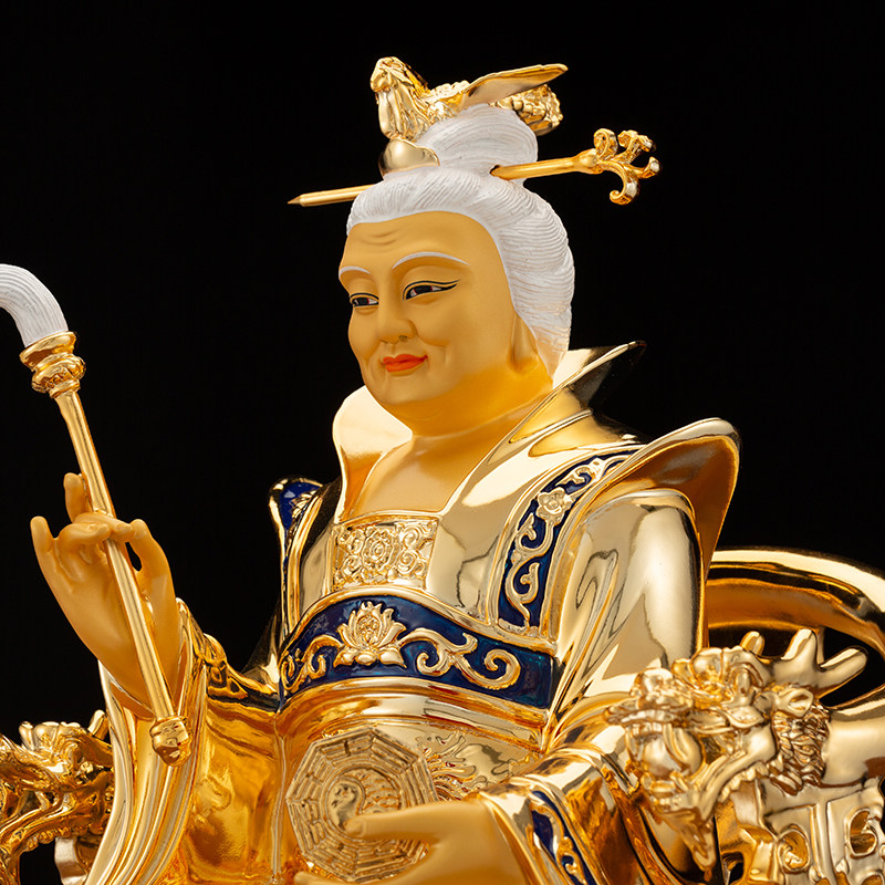 老母骊山神像台湾纯铜鎏金居家供奉道教梨山摆件