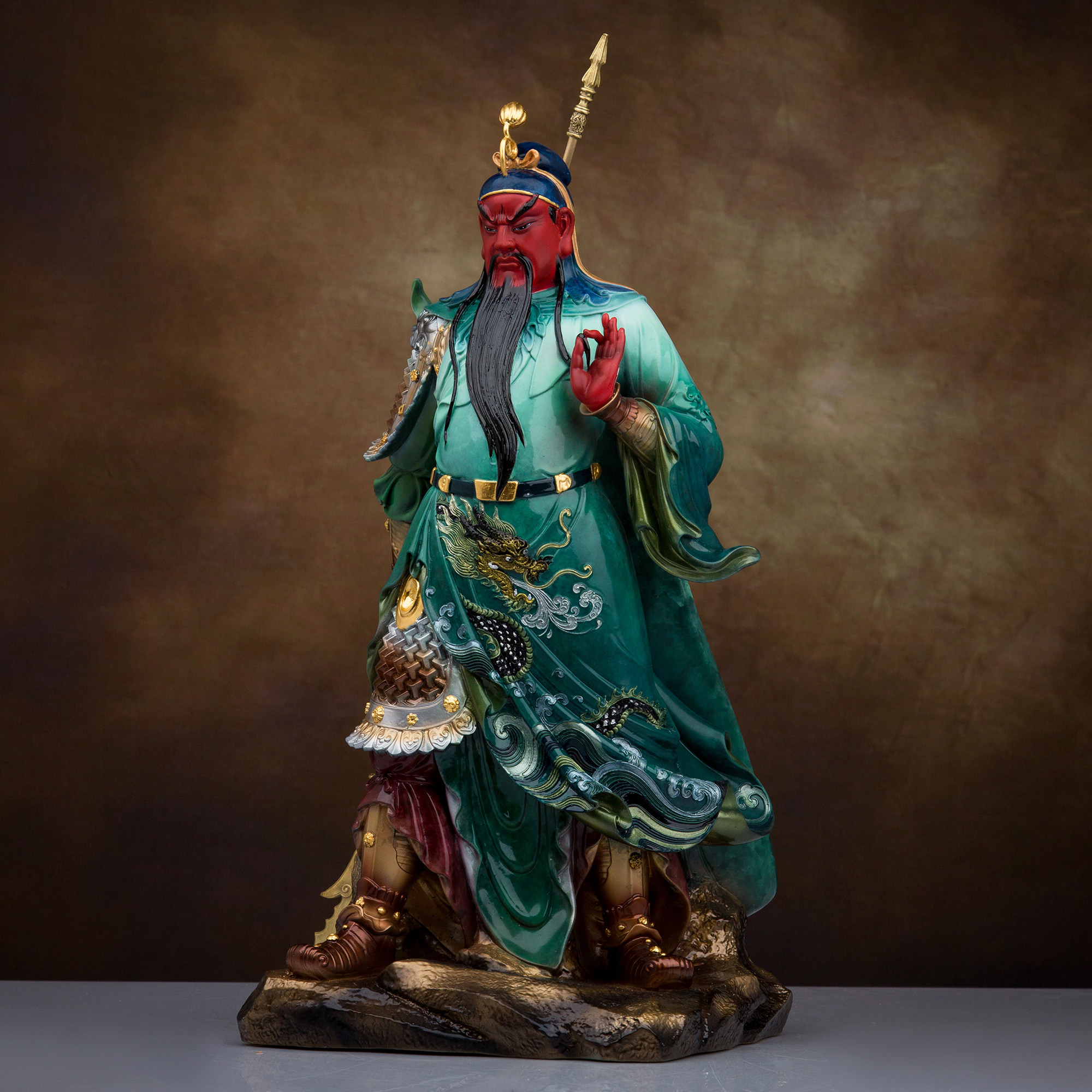 关公纯铜神像武财神九龙关老爷关羽店铺开业居家装饰摆件