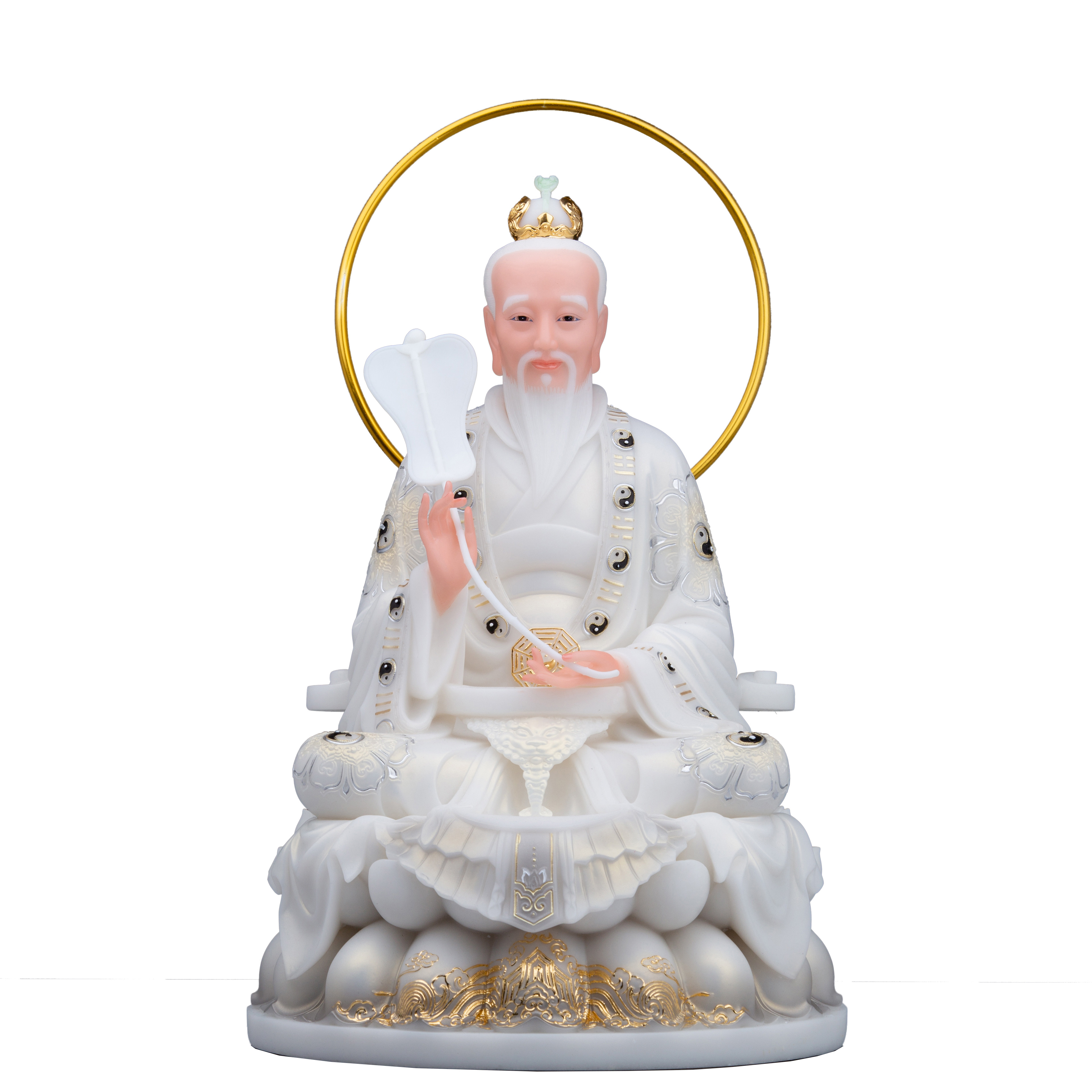 太上老君佛像元始道德灵宝天尊汉白玉三清清道摆件