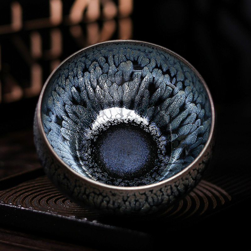 建阳建盏陈乃文重见主人大号铁胎名家茶具手工建盏