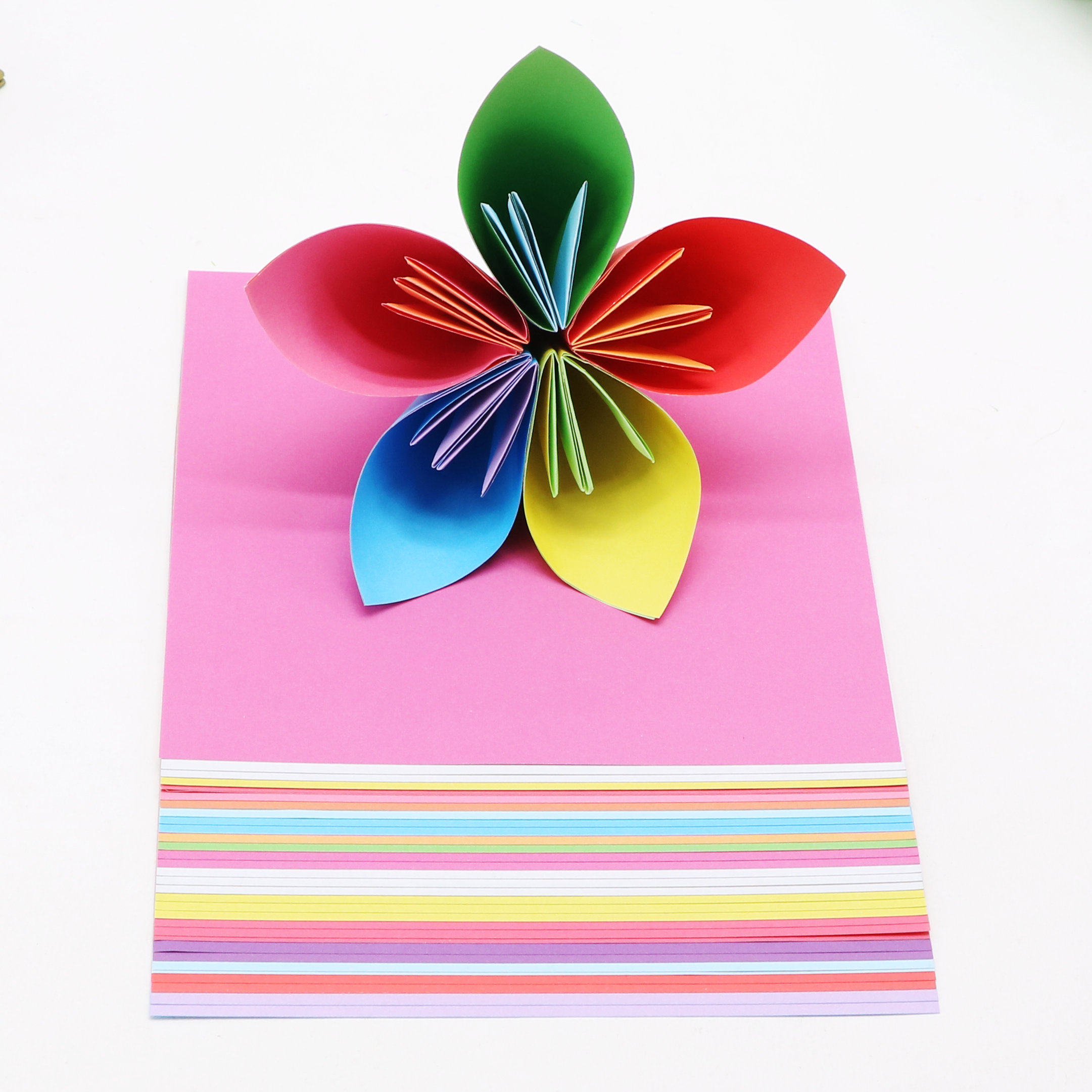 双面双色正方形千纸鹤彩纸樱花百合花手工折纸材料折纸