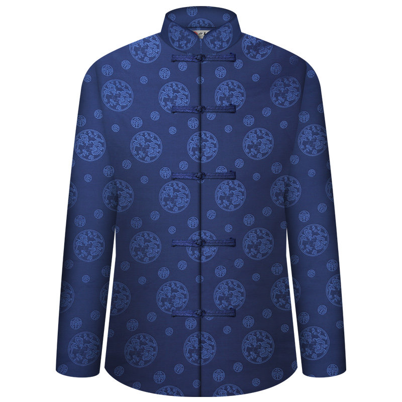 男款寿衣全套被褥铺盖殡葬用品中式传统老人冲喜丝棉高档蓝色男2