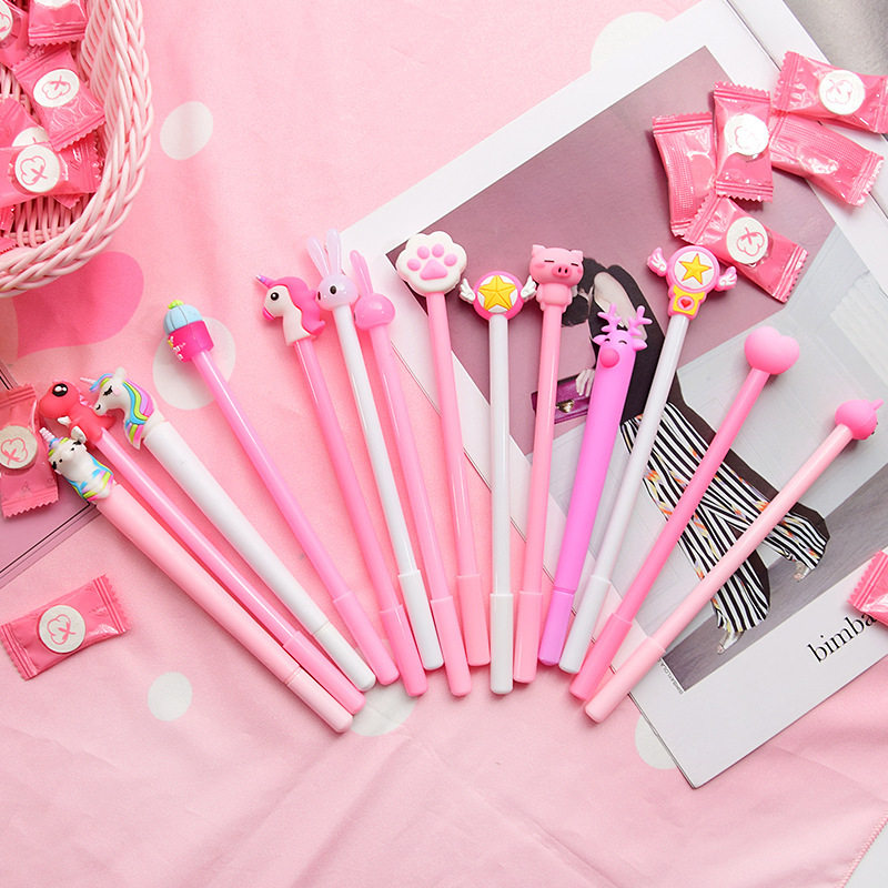 20支装少女心笔粉色系粉红色中性笔礼物可爱粉学生韩国小仙女水笔