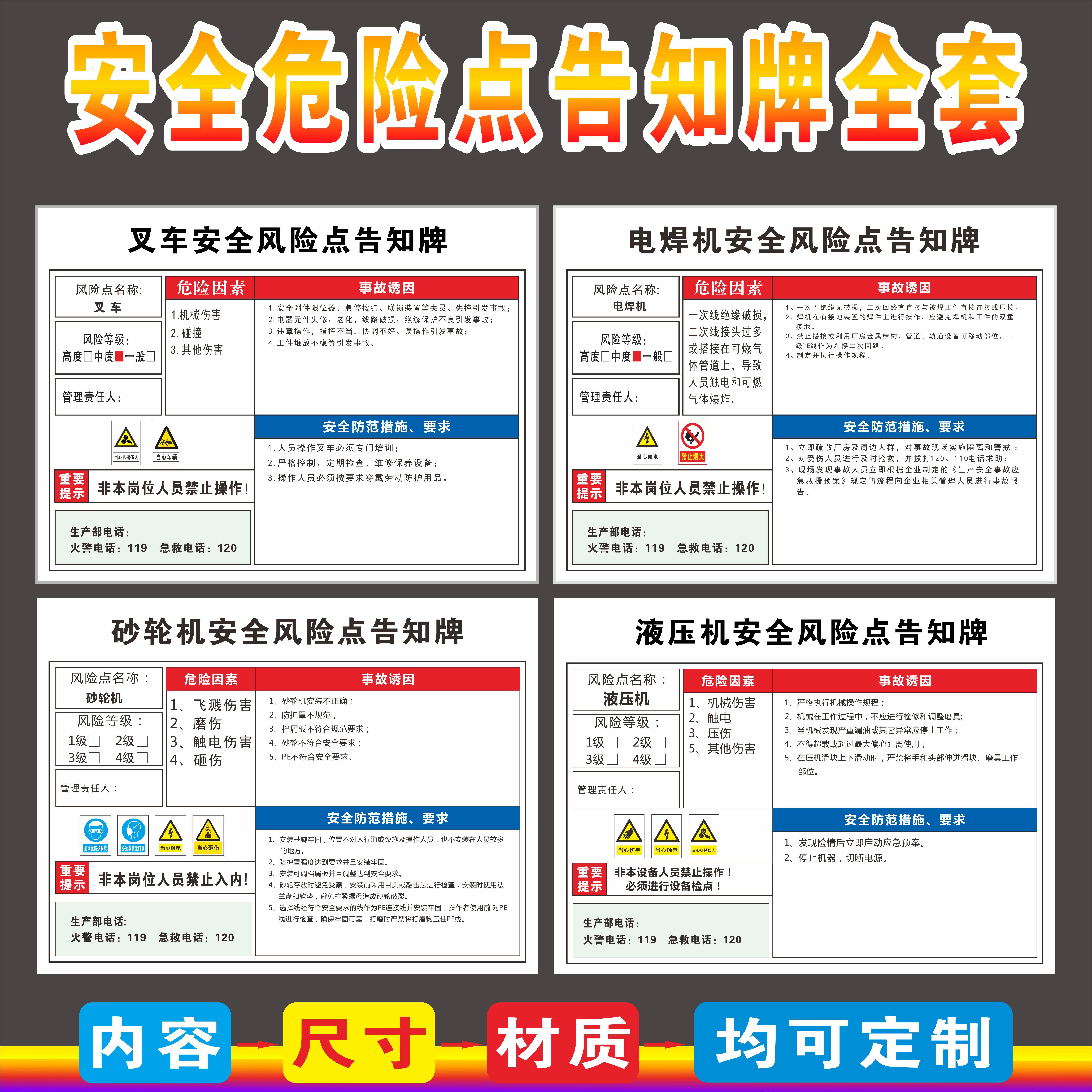 安全风险告知岗位工厂车间配电锅炉标识标志牌