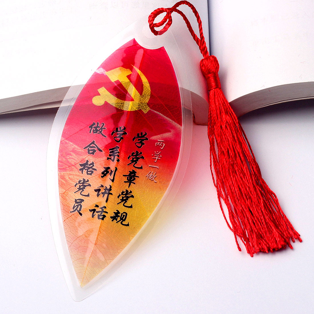 两学一做叶脉书签党风廉政政治教育活动奖励纪念品书签