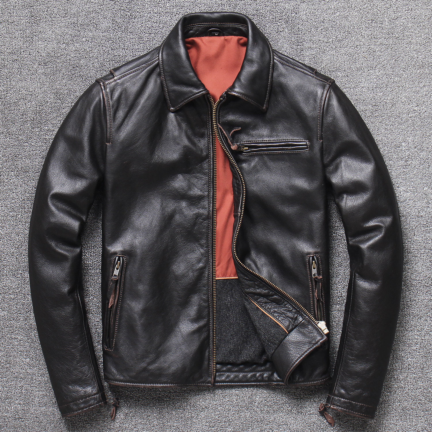 2020新款真皮皮衣男士头层牛皮休闲皮夹克机车皮衣