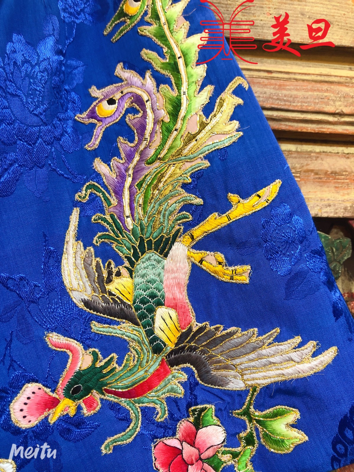 美旦原创民族风手工老绣凤凰蓝色夏款个性休闲民族服装