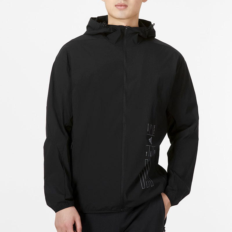 adidas阿迪达斯防风风衣男外套秋季新款连帽梭织上衣运动茄克