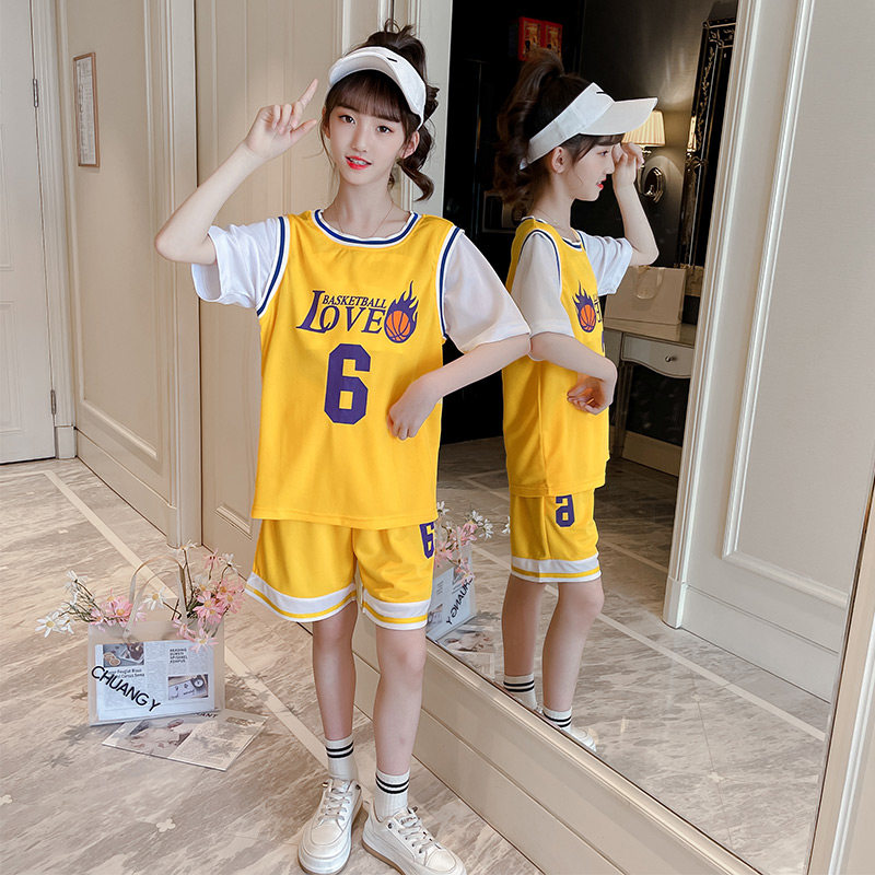 女童篮球儿童夏季薄款球衣女孩短袖时尚训练篮球服