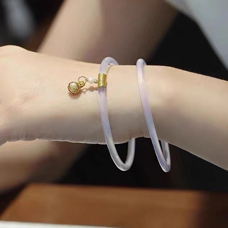 玉镯天然叮当镯女玛瑙玉石吞金手镯国风细条手镯