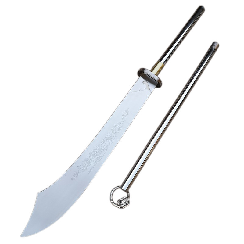 不锈钢朴刀大刀武术硬刀长款一体训练朴刀武术表演刀定制未开刃 - 演