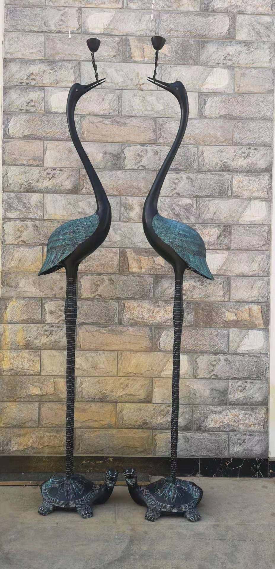 铜雕鹤登仙鹤大型纯铜铜制品道观家居装饰工艺品摆件雕塑