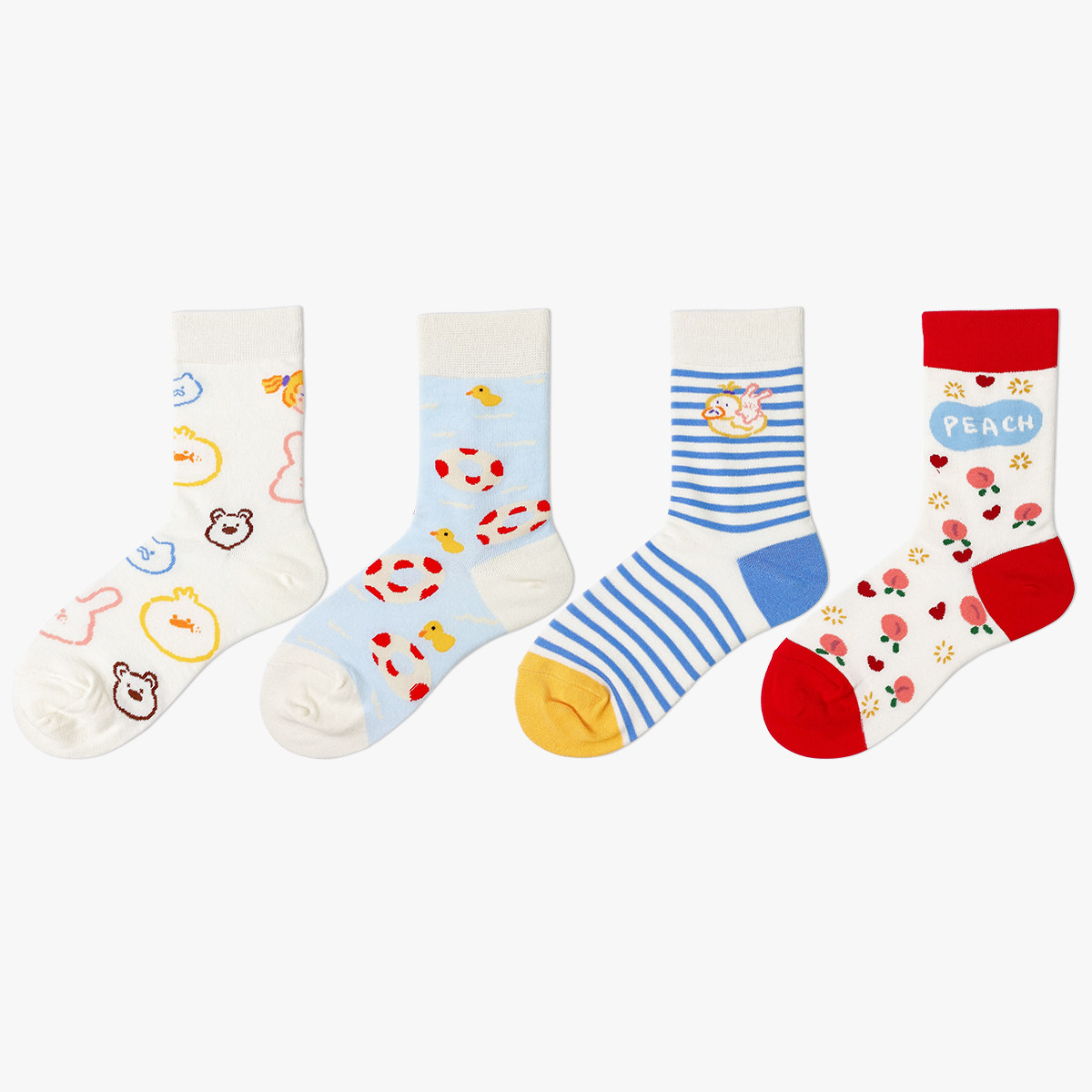 可爱少女袜子袜子女女中筒袜ins涂鸦创意插画运动袜