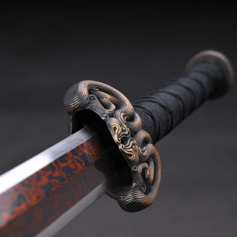 龙泉刀剑一体汉剑八面花纹钢纯铜装长剑螭龙儡具剑未开刃