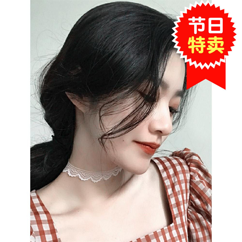 刘海八字蓬松隐形网红假发修脸微卷龙须留刘海片