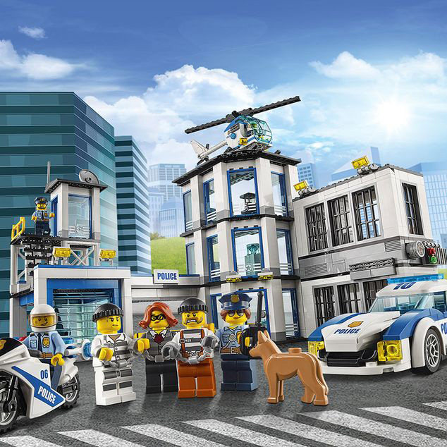 城市警察局总部警系局警车飞机拼装积木男孩兼容乐高塑料积木