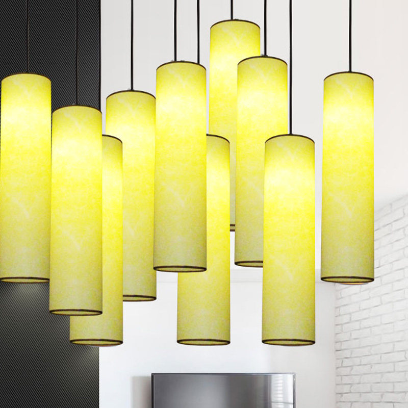 中式吊灯单头圆柱形创意服装餐饮酒店前台小吃客厅吊灯