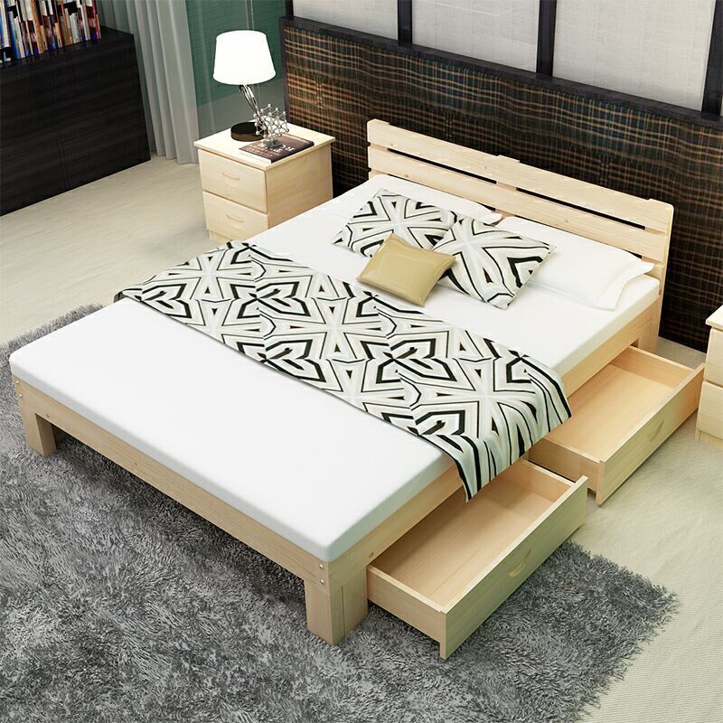 成人1米实木木床松木单人床1.3米经济型现代简约简易实木床