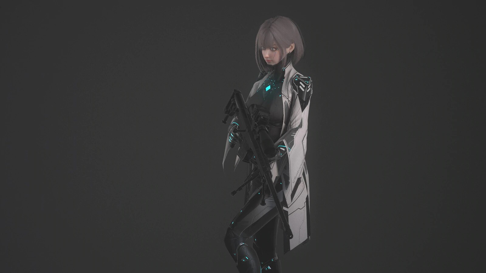 科幻未来赛博皮衣女孩狙击手战士角色重定向虚幻设计素材