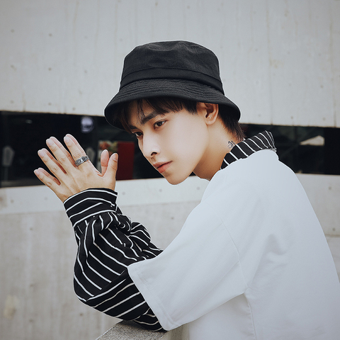 陆少爷旗舰店:帽子男纯色渔夫帽男士酷帅小礼帽四季防晒遮阳帽日系