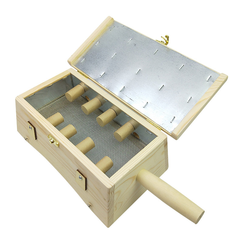 实木艾灸盒木制家用加高大防烫弧形八孔柱插针灸盒木妇科腰腹背部