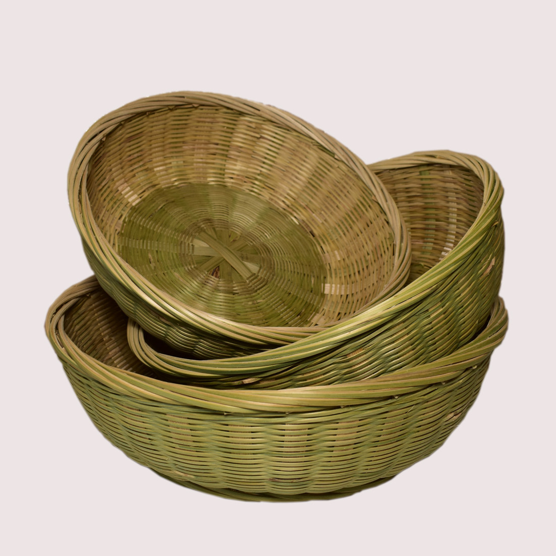 竹编篮子美纯精美收口藤边镂空碗型簸箕收纳竹编