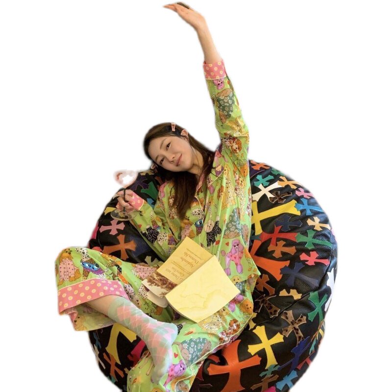 睡衣周雨彤雨彤同款karenmabon春秋卡通纯棉宠物套装睡衣