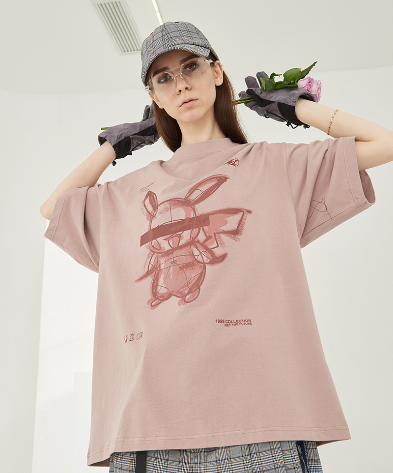 harshandcruel手稿涂鸦素描神奇宝贝T恤短袖趣味印花体恤男女潮牌