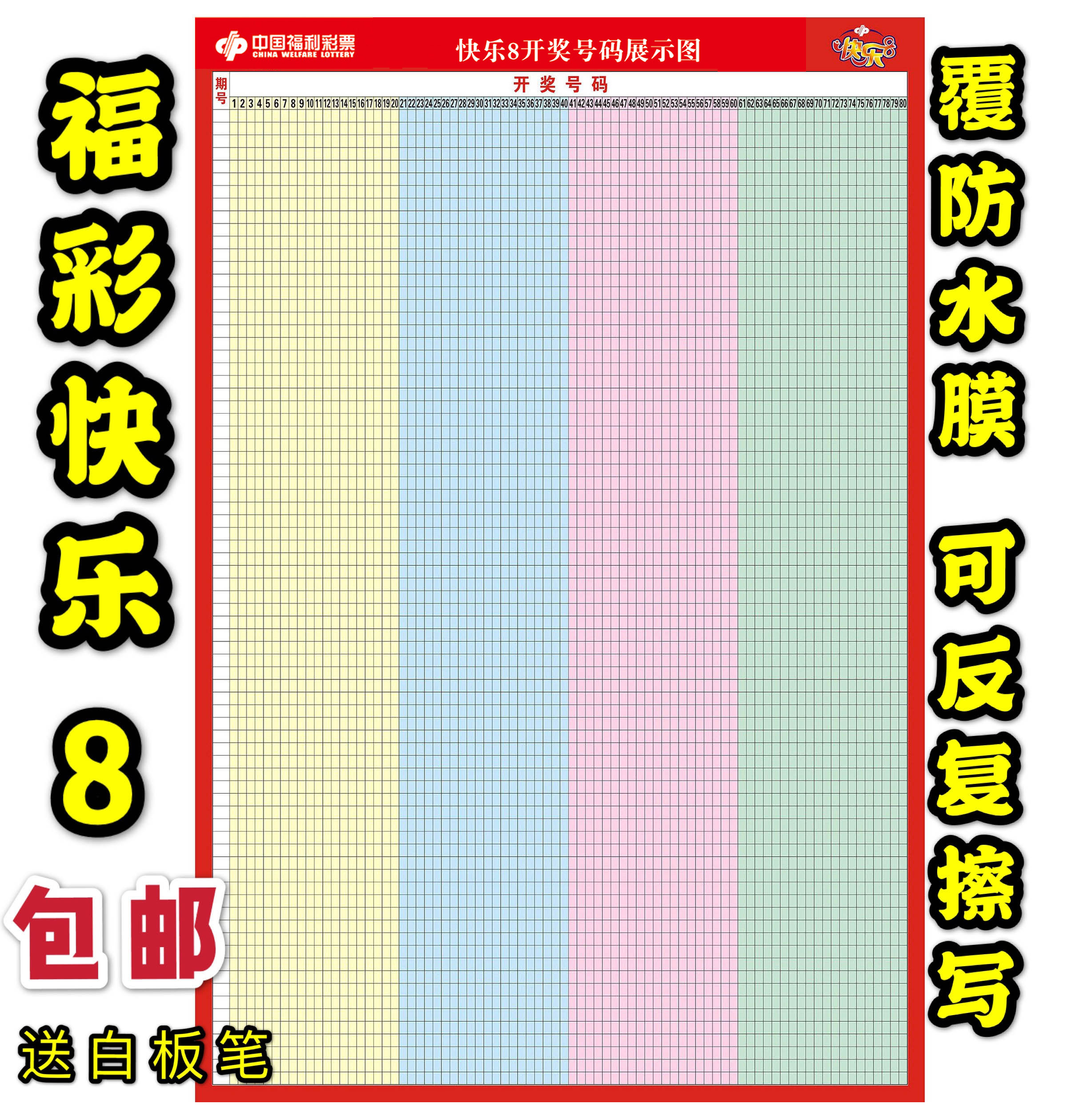 快乐8彩票店用品走势图福彩体彩双色球3d大乐透开奖公告挂图海报