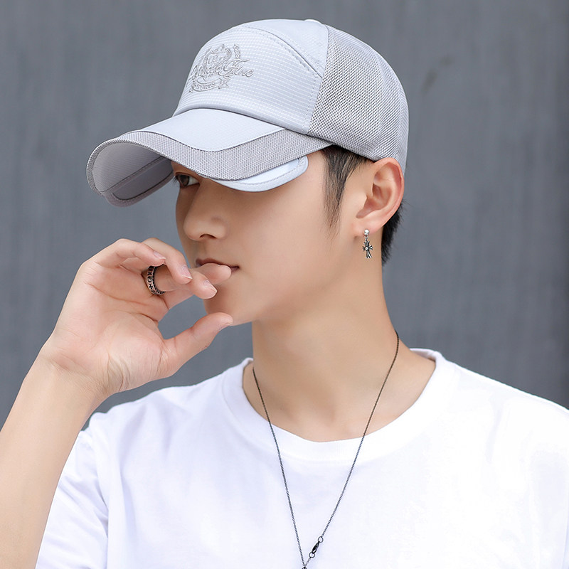 鸭舌帽男士太阳帽遮阳钓鱼防晒紫外线棒球帽子可伸缩超大帽檐百搭