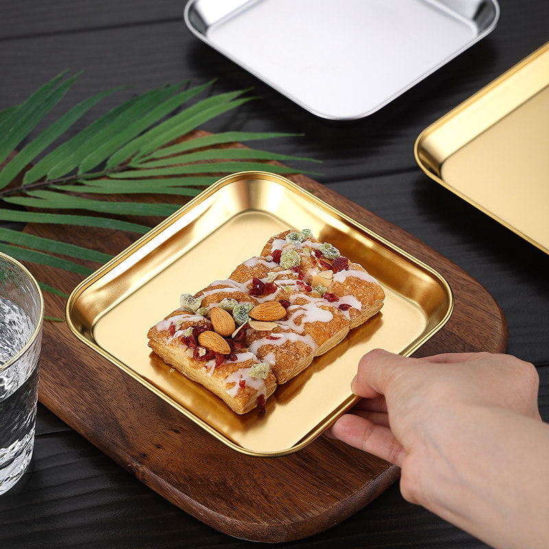 果盘韩式底盘平底商用烤盘烧烤水果不锈钢餐盘盘