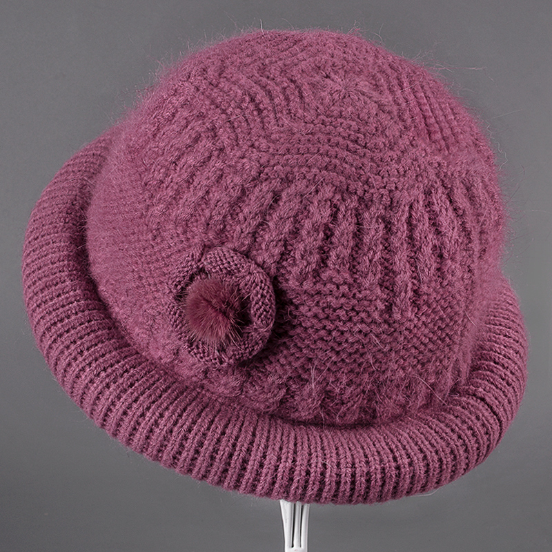中老年奶奶毛线秋冬天加绒厚妈妈帽子子女老年人帽子