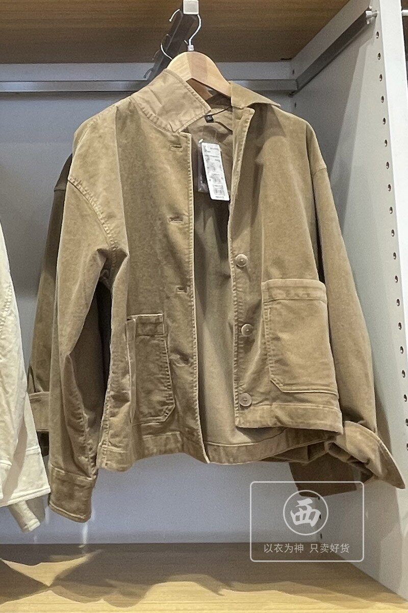 试衣灯芯绒茄克外套初秋时尚宽松纯色上衣夹克衫短外套