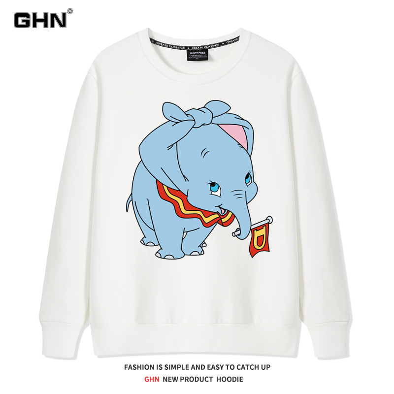 刘亦菲明星同款衣服男女小飞象圆领加绒卫衣卡通卫衣