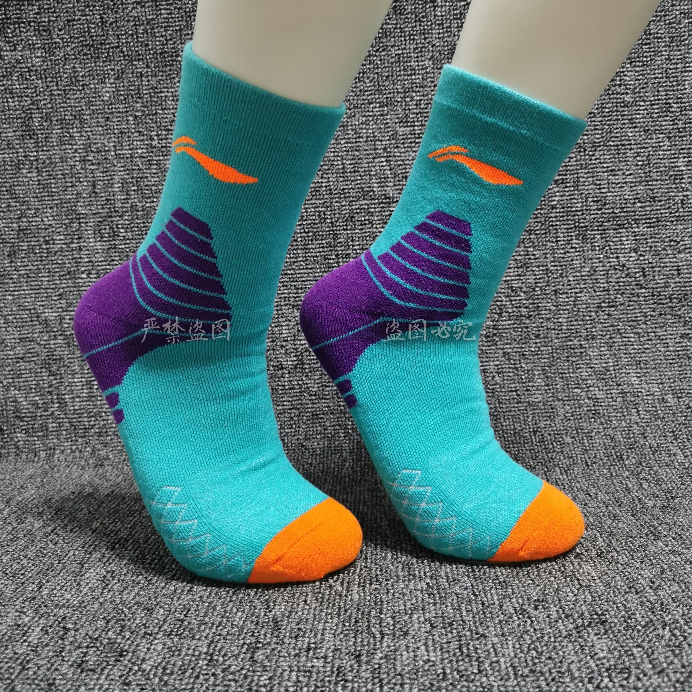 李宁篮球袜男精英袜子实战中筒高帮cba球员版加厚毛巾底运动球袜 - 超