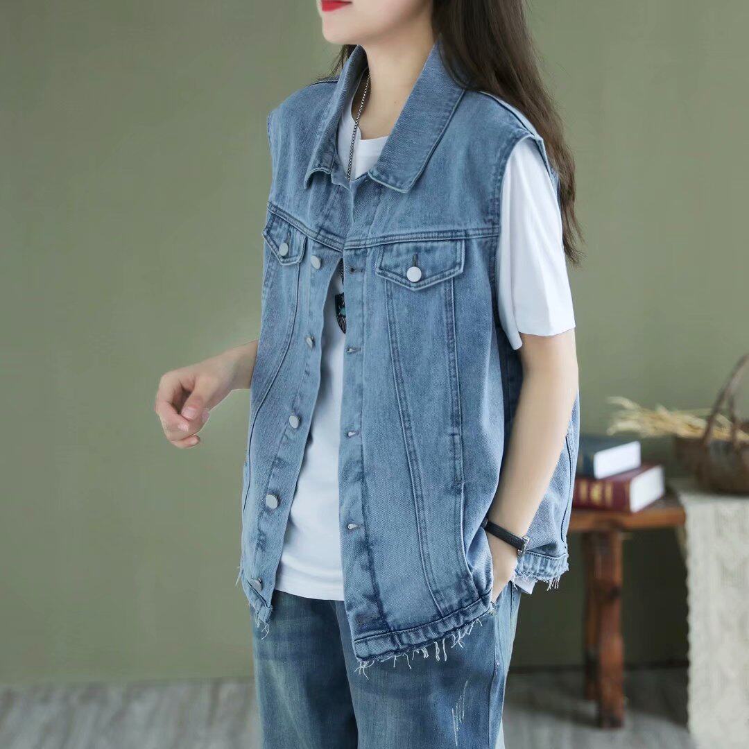 吾尊时尚 女装 2021春夏季新款牛仔小马甲女潮流时尚洋气秋款女气质