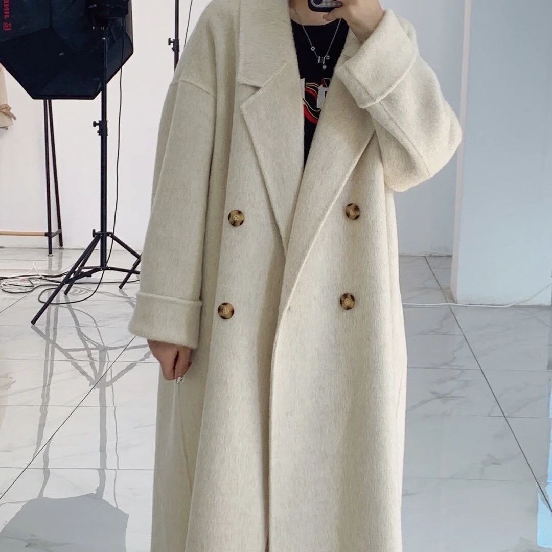 2022秋冬新款双面羊绒大衣女100%纯羊毛外套同款韩版时尚长毛晚秋