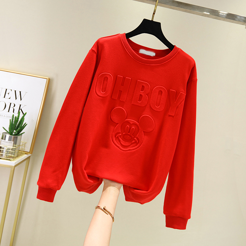 米奇卫衣女秋季新款韩版休闲宽松3D立体长袖套头外套上衣女INS潮