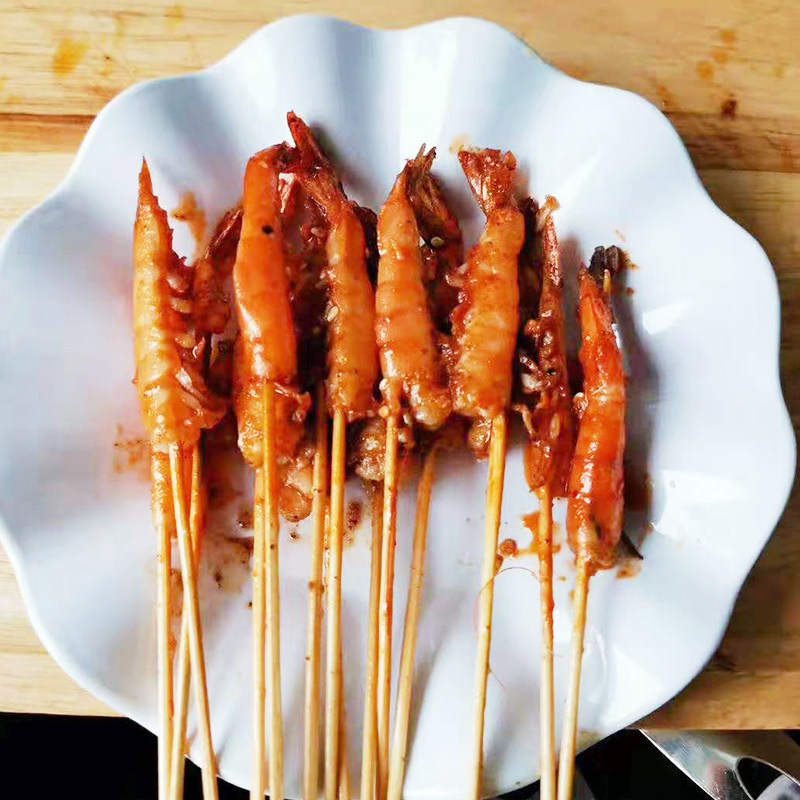 铁板铁板烧烧烤食材油炸青虾小串冷冻商用新鲜河冻虾