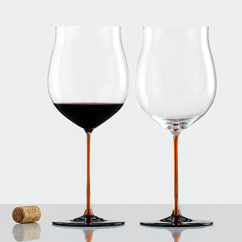 预售奥地利riedel黑领结定制橙色波尔多勃艮手工葡萄异形